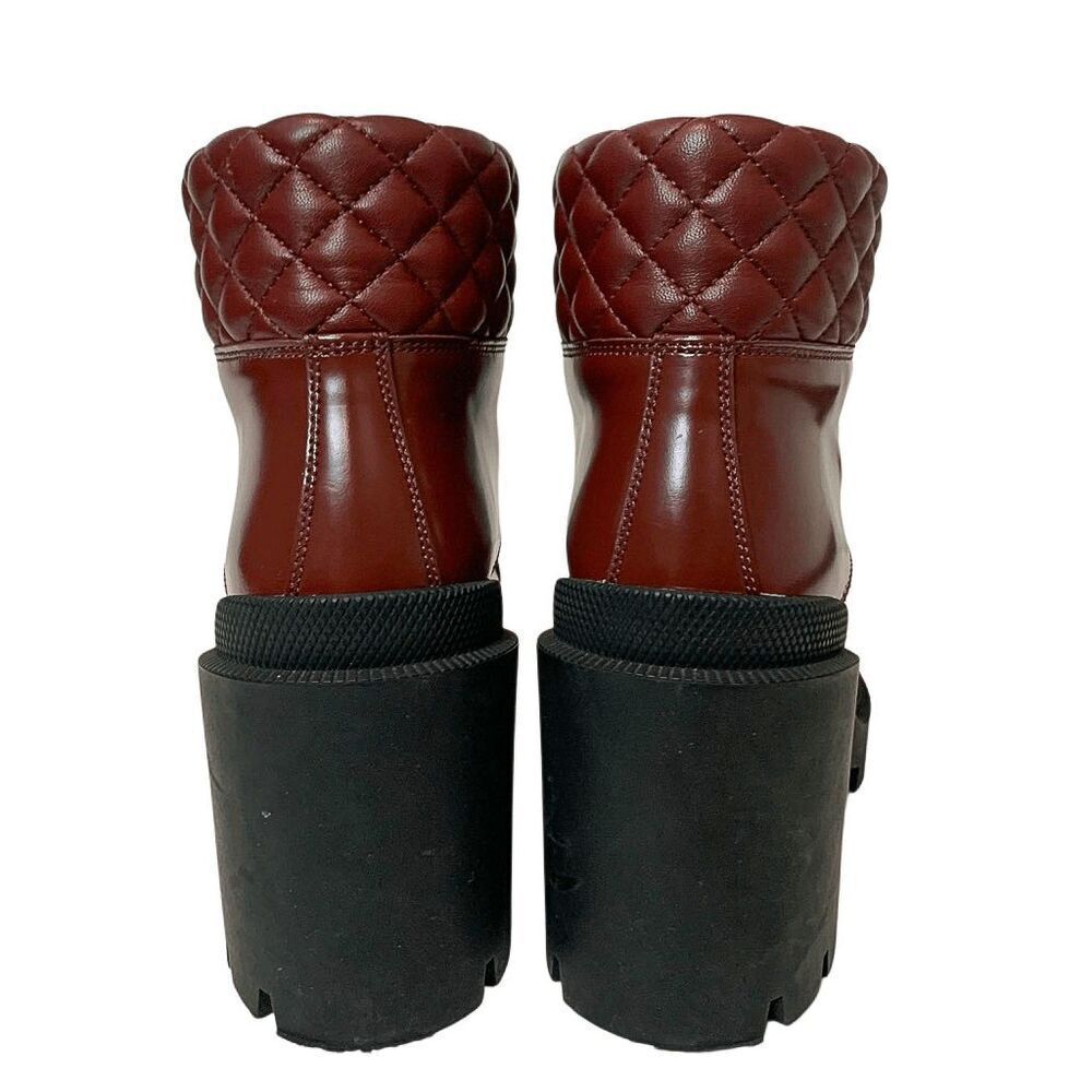 Gucci Magnum Garnet Red Patent Leather Lug Sole Lace Up Boots 37.5 Block Heel - Picture 8 of 12